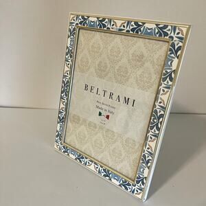 Beltrami Silver Plated 5x7 Picture Frame Blue Floral Made In Italy